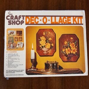 Vintage Sears Craft Shop Dec-O-Llage Kit Sealed Flower Wall Plaques NOS